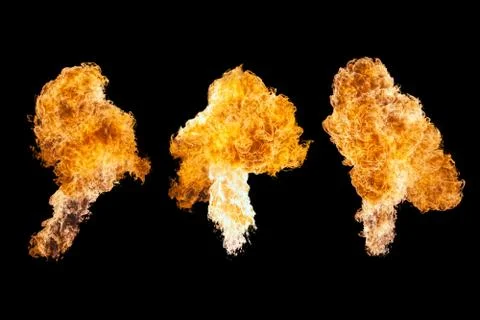 Fire explosion, isolated on black background Stock Photos