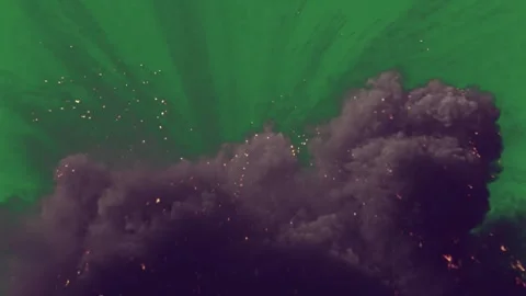 Fire explosion of large black cloud clouds in the sky dark Видео 337028726