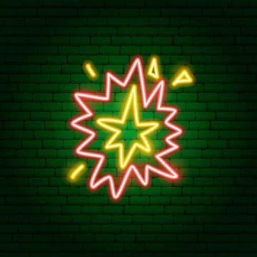 Fire Explosion Neon Sign Stock Illustration