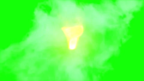 Fire explosion with smoke on green screen. Intense blast effect for video Stock Footage 340714369