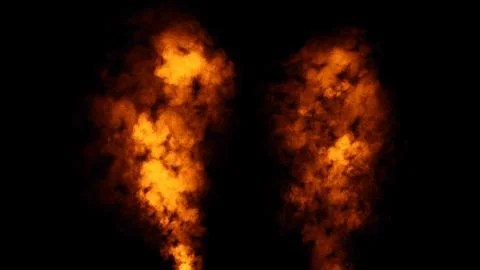Fire explosion smoke on isolated black background. Stock Illustration