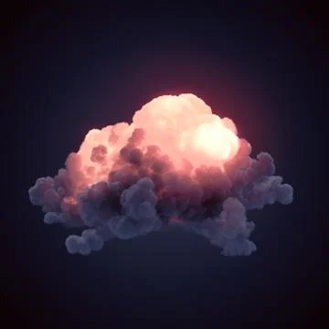 Fire explosion with thick smoke on black background. 3d rendering illustration Stock Illustration