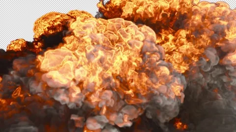 Fire Explosion Wipe With 2 Speeds - Transparent Background Alpha Channel HD 30p Stock Footage 344303534
