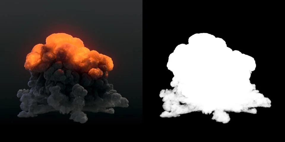 Fire explosions with alpha channel. Burning flames igniting. 3d rendering イラスト素材