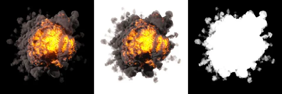 Fire explosions isolated set Stock Illustration