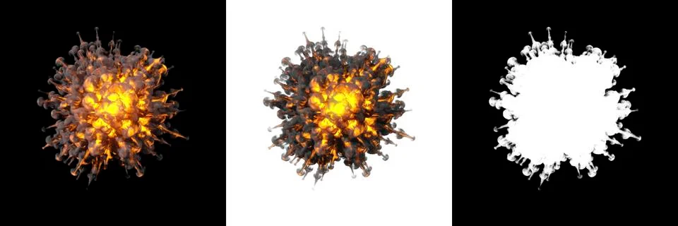 Fire explosions isolated set Stock Illustration