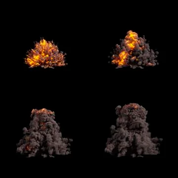 Fire explosions isolated set Stock Illustration