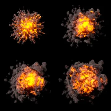 Fire explosions isolated set Illustrazione stock