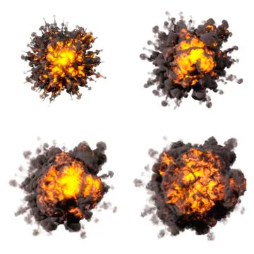 Fire explosions isolated set Illustrazione stock