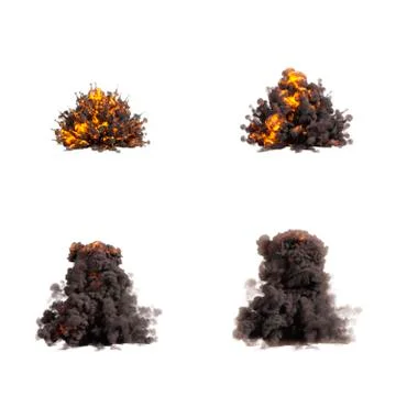 Fire explosions isolated set Illustrazione stock