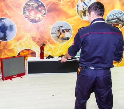 Fire extinguish Simulation Foto stock