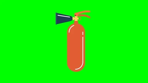 Fire extinguisher in center of the screen is getting bigger. Fire extinguishing Stock Footage 291571515