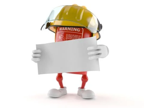 Fire extinguisher character with blank sheet of paper 스톡 일러스트
