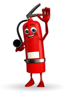 Fire extinguisher character with hello pose Stock Illustration