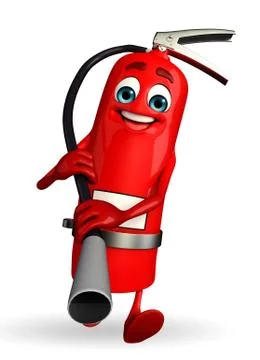 Fire extinguisher character is walking Illustrazione stock