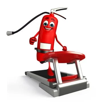 Fire extinguisher character with walking machine Stock Illustration