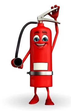 Fire extinguisher character is working Stock Illustration
