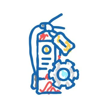 Fire extinguisher check home maintenance icon doodle illustration Stockillustratie