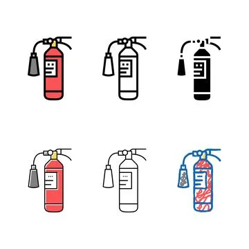 Fire extinguisher color icon vector flat minimal Stock Illustration