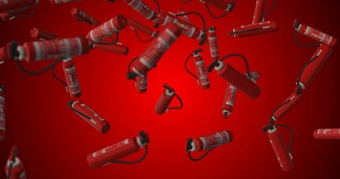 Fire extinguisher falling loop Stock Footage 91247985