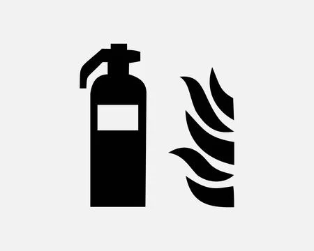Fire Extinguisher Flame Protection Device Suppression Icon Sign Vector 库存插图
