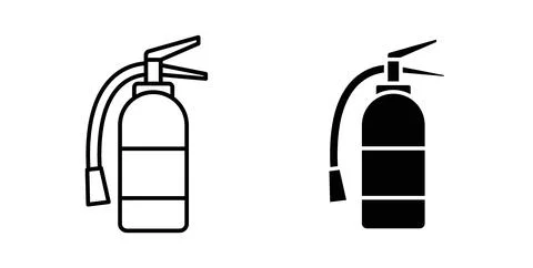 Fire extinguisher icon collection in black, Line icons, flat symbols Stock Illustration