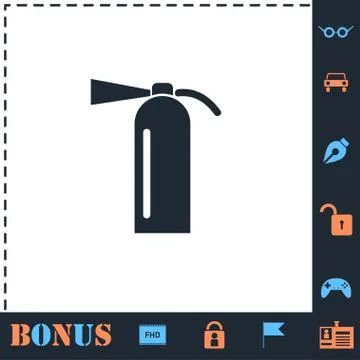 Fire extinguisher icon flat Stock Illustration