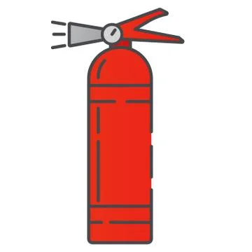 Fire extinguisher icon. Flat line art outline vector. Stock Illustration