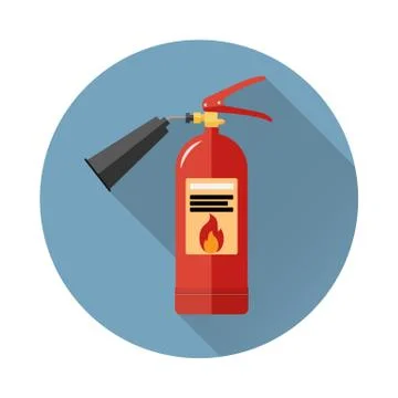 Fire extinguisher icon in flat style Stock Illustration