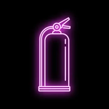 Fire extinguisher icon glowing pink neon outline Stock Illustration