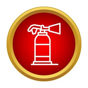 Fire extinguisher icon on red circle button Stock Illustration