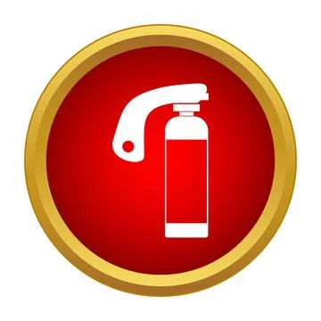 Fire extinguisher icon in red circle Stock Illustration