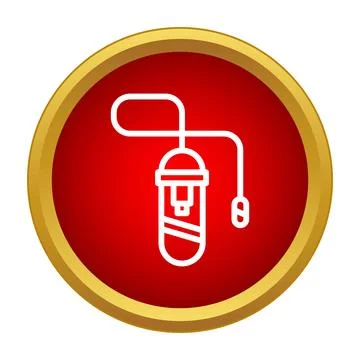 Fire extinguisher icon on red circle background Stock Illustration