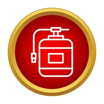 Fire extinguisher icon on red circle background Stock Illustration