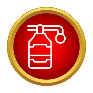 Fire extinguisher icon on red circle safety sign Stock Illustration