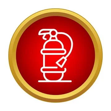 Fire extinguisher icon in red circle representing safety Stock Illustration