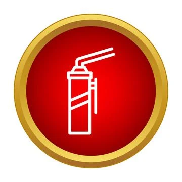 Fire extinguisher icon in red circle for safety Stock Illustration