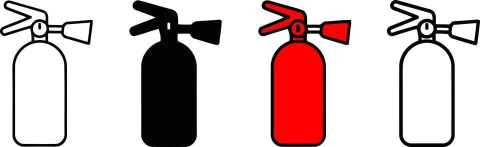 Fire Extinguisher Icon Set in Flat Design Style イラスト素材
