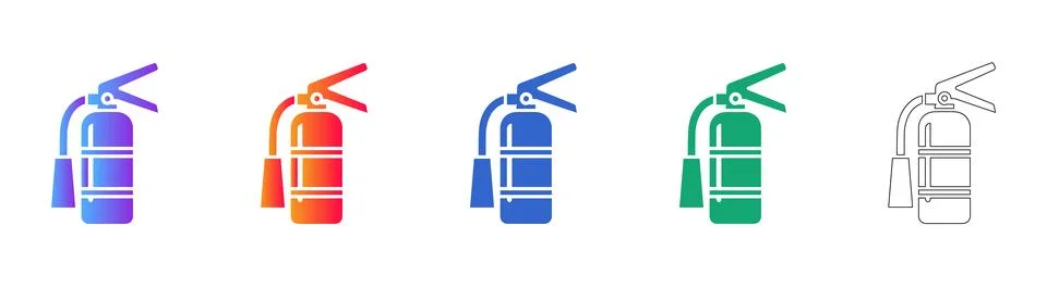 Fire Extinguisher Icon Set Stock Illustration