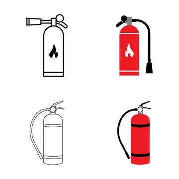 Fire extinguisher icon set vector Stock Illustration
