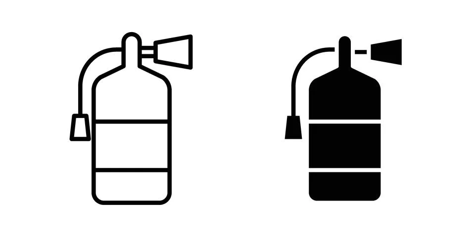 Fire extinguisher icon silhouette vector set. thin line pack Stock Illustration