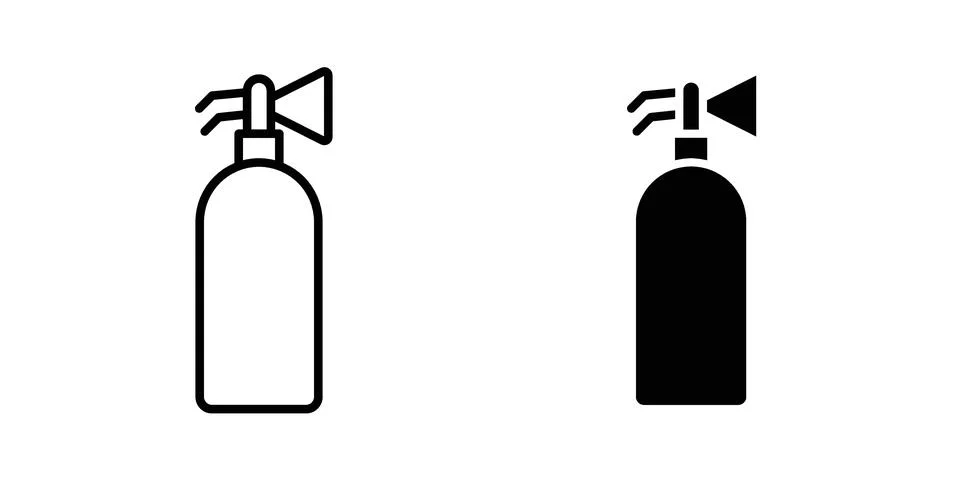 Fire extinguisher icon vector concepts, line and silhouette style Stock Illustration
