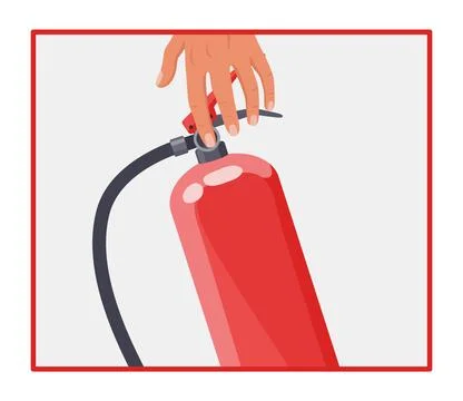 Fire extinguisher instruction. Fire prevention and extinguishing tips. Safety Stock-Illustration
