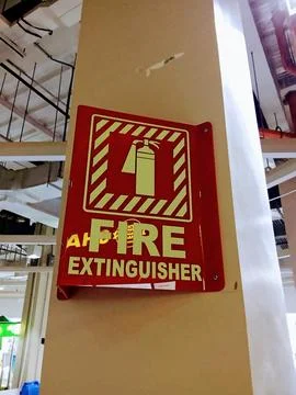 Fire extinguisher location indicator Stock Photos