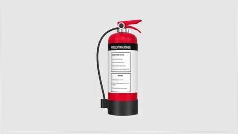 Fire Extinguisher Rotating on a Transparent Background. Seamless Loop. 4K Stock Footage 307718087