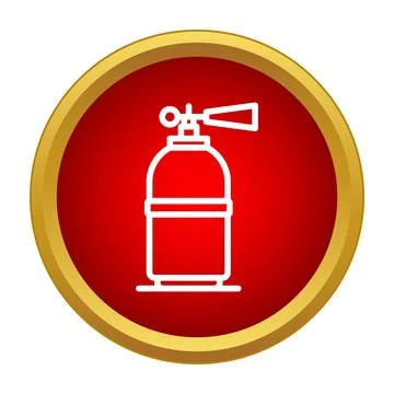Fire extinguisher safety icon on red button Illustrazione stock