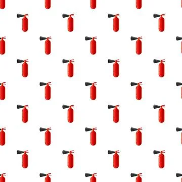 Fire extinguisher seamless pattern on white background Stock Illustration