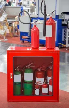 Fire extinguisher set Stock Photos