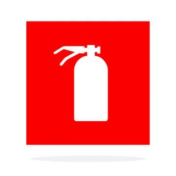 Fire extinguisher sign wall flat isolated Stock Illustration