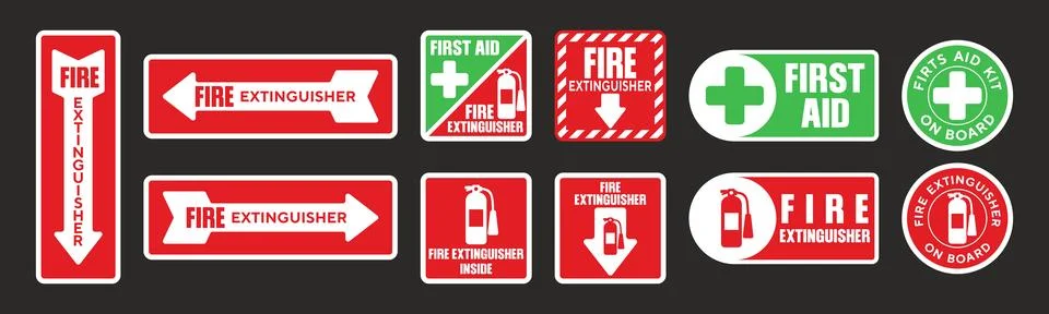 Fire extinguisher sticker Stock Illustration